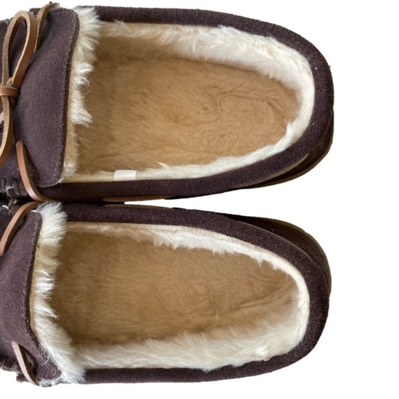 J CREW Suede Moccasin Slippers, Sherpa Fleece, Expresso Brown, Men\'s Siz… main image 7